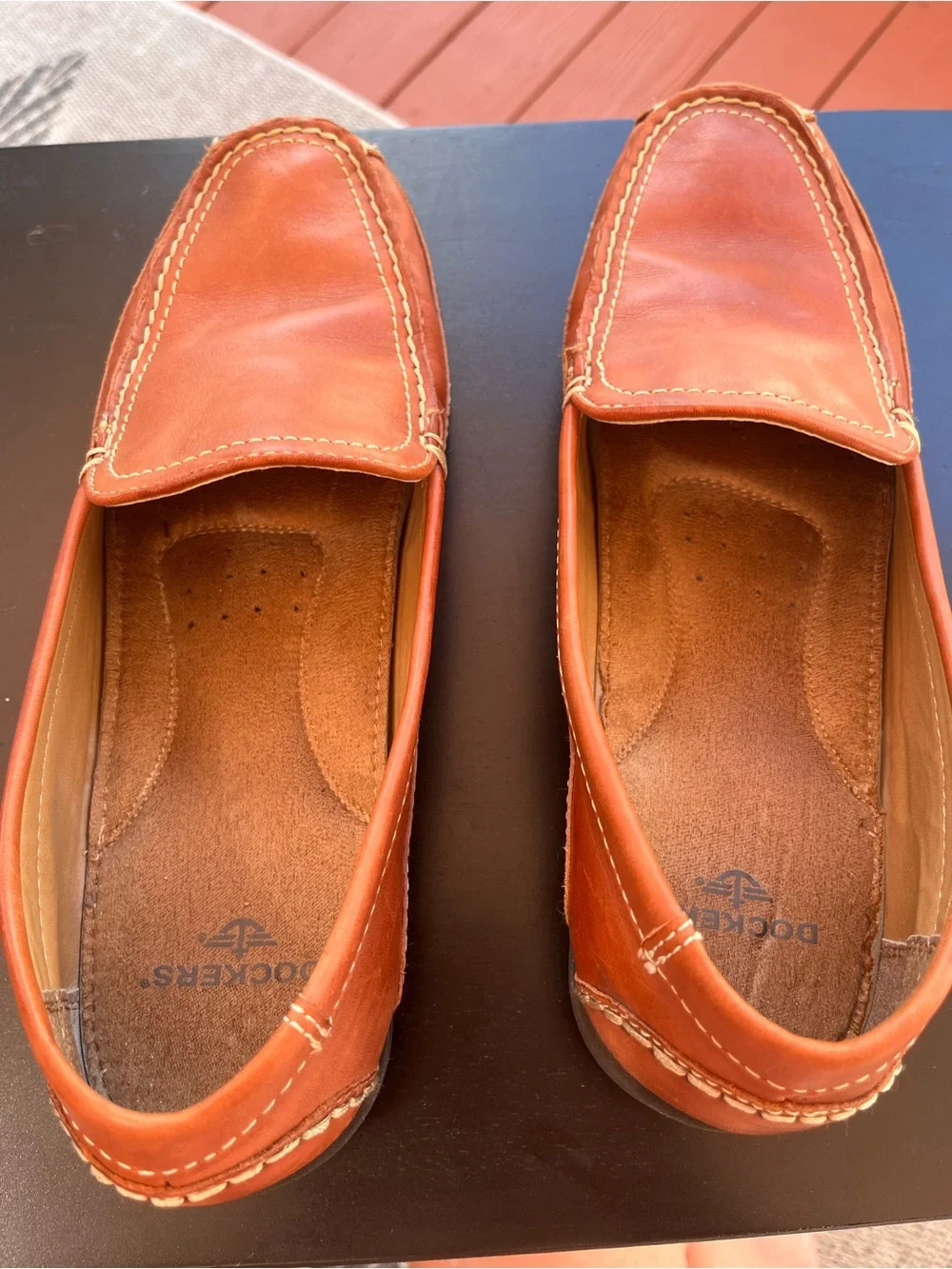 Dockers Men’s Leather Loafers – Size 12M – Cognac Brown – Excellent Condition